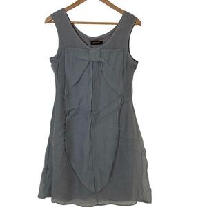 Reborn Womens Sleeveless Sheer Over Slip Mini Dress‎ Size L Blue Bow Whimsy